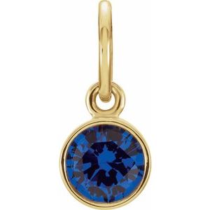 14K Yellow Posh Mommy® Imitation Blue Sapphire Charm/Pendant