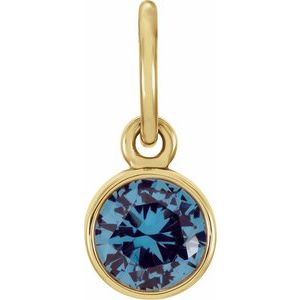 14K Yellow Posh Mommy® Imitation Blue Zircon Charm/Pendant