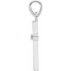 Platinum Natural Emerald Cross Pendant