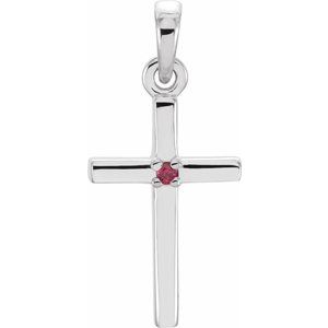 Platinum Natural Ruby Cross Pendant