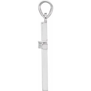 14K White Gold Natural Aquamarine Cross Pendant
