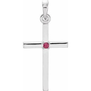 Platinum Natural Ruby Cross Pendant