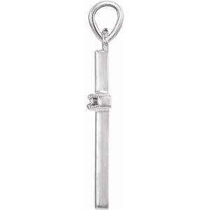 14K White Gold Natural White Sapphire Cross Pendant