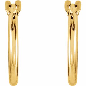 14K Yellow Gold 12.5 mm Hinged Hoop Earrings