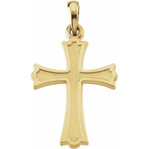 18K Yellow Gold 27x16 mm Cross Pendant