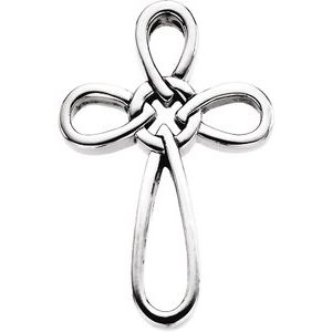 14K White Gold 34.25x24 mm Cross Pendant