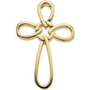 14K Yellow Gold 34.25x24 mm Cross Pendant
