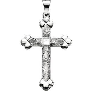 14K White Gold 32x22 mm Cross Pendant