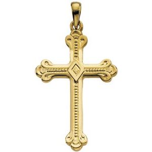 14K Yellow Gold 32x22 mm Cross Pendant