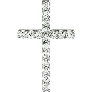 14K White Gold 1/6 CTW Lab-Grown Diamond Petite Cross Pendant