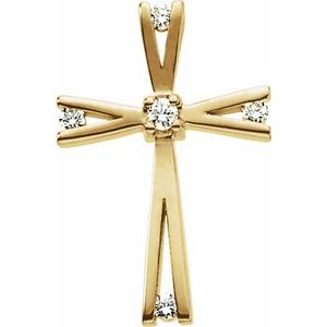 14K White Gold .07 CTW Natural Diamond Cross Pendant