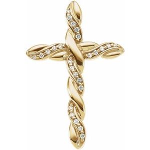 14K White Gold 1/5 CTW Natural Diamond Cross Pendant