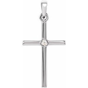 Platinum .015 CT Natural Diamond Cross Pendant