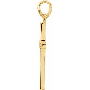 14K Yellow Gold Natural Emerald Cross Pendant