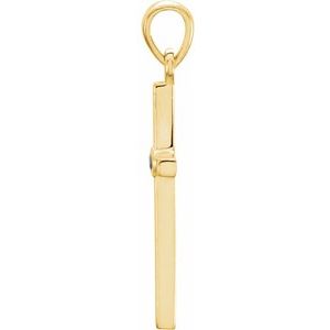 14K Yellow Gold Natural Blue Sapphire Cross Pendant