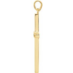 14K Yellow Gold Natural Emerald Cross Pendant