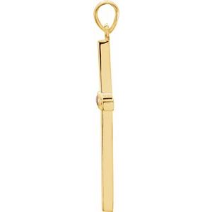 14K Yellow Gold Natural Ruby Cross Pendant
