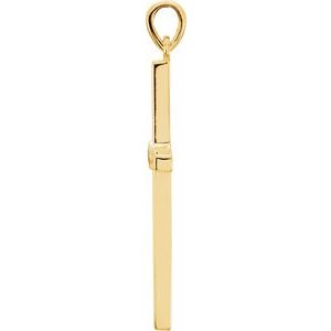 14K Yellow Gold Natural Blue Sapphire Cross Pendant