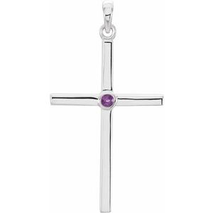 Platinum Natural Amethyst Cross Pendant