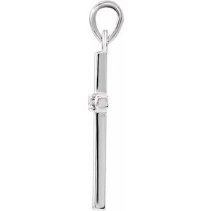 Platinum Natural White Sapphire Cross Pendant