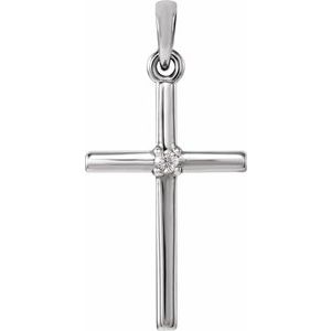 Platinum Natural White Sapphire Cross Pendant
