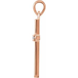 14K Rose Gold .015 CT Natural Diamond Cross Pendant