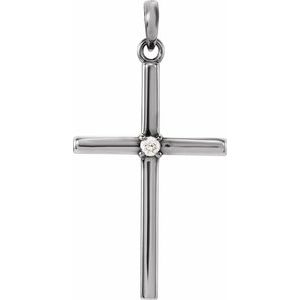 Platinum .02 CT Natural Diamond Cross Pendant