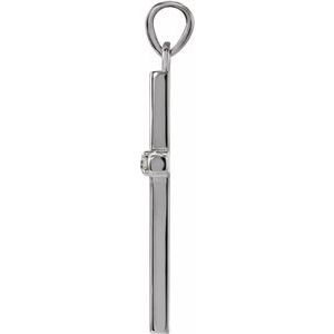 14K White Gold .02 CT Natural Diamond Cross Pendant