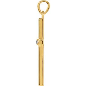 14K Yellow Gold .02 CT Natural Diamond Cross Pendant
