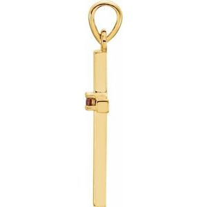 14K Yellow Gold Natural Mozambique Garnet Cross Pendant