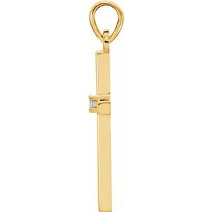 14K Yellow Gold Natural Aquamarine Cross Pendant