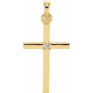 14K Yellow Gold Natural Aquamarine Cross Pendant