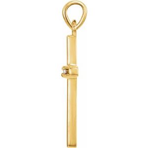 14K Yellow Gold Natural White Sapphire Cross Pendant