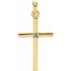 14K Yellow Gold Natural Alexandrite Cross Pendant