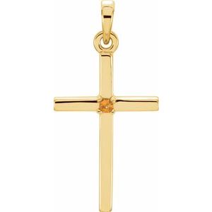14K Yellow Gold Natural Citrine Cross Pendant