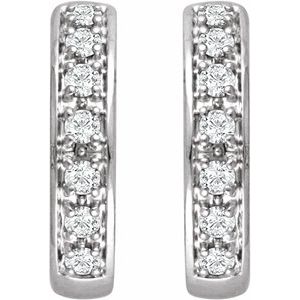 14K White Gold 1/3 CTW Natural Diamond Hinged 15.8 mm Hoop Earring