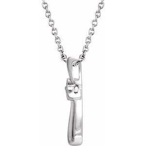 Sterling Silver .03 CTW Natural Diamond Cross 18" Necklace