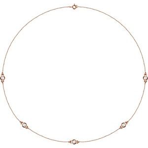14K Rose Gold 3/4 CTW Lab-Grown Diamond 5-Station 18" Necklace