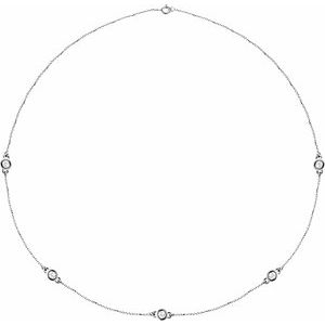 14K White Gold 1 CTW Natural Diamond 5-Station 18" Necklace