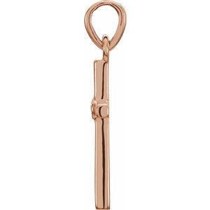 14K Rose Gold .01 CT Natural Diamond Cross Pendant