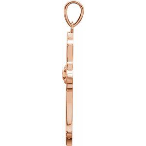 14K Rose Gold .03 CT Natural Diamond Cross Pendant