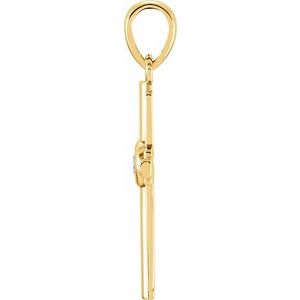 14K Yellow Gold .06 CT Natural Diamond Cross Pendant