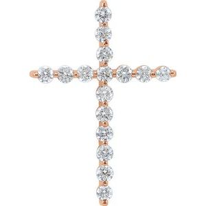 14K Rose Gold 1/5 CTW Lab-Grown Diamond Cross Pendant
