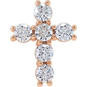 14K Rose Gold 1/3 CTW Natural Diamond Cross Pendant