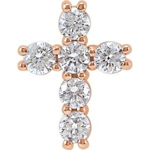 14K Rose Gold 1/4 CTW Natural Diamond Cross Pendant