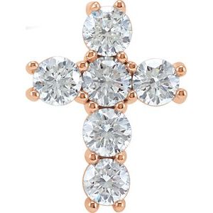 14K Rose Gold 1 3/8 CTW Natural Diamond Cross Pendant