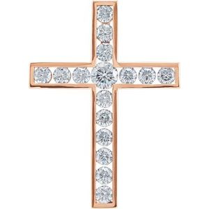 14K Rose Gold 1 3/8 CTW Natural Diamond Cross Pendant