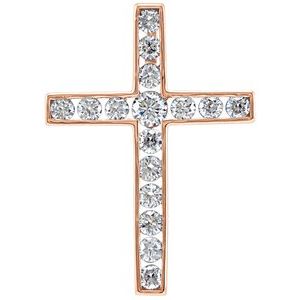 14K Rose Gold 1/3 CTW Natural Diamond Cross Pendant