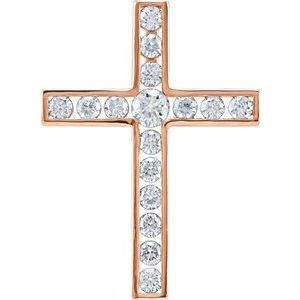 14K Rose Gold 3/4 CTW Natural Diamond Cross Pendant