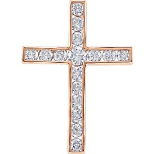 14K Rose Gold 1/4 CTW Natural Diamond Cross Pendant